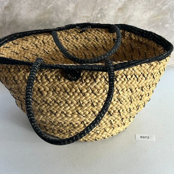 ROXY Straw Oversize Tote Bag With Double Handles Tie Closure - Picture 14 of 14